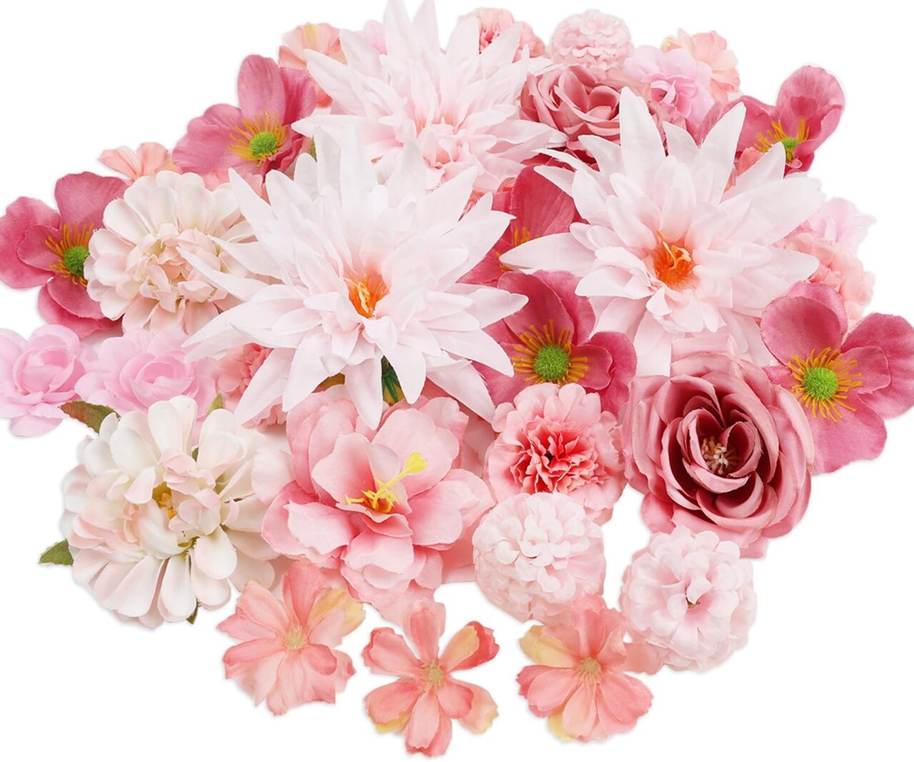 56 PCS Artificial Pink Silk Flower Heads Bulk Faux Mini Flowers